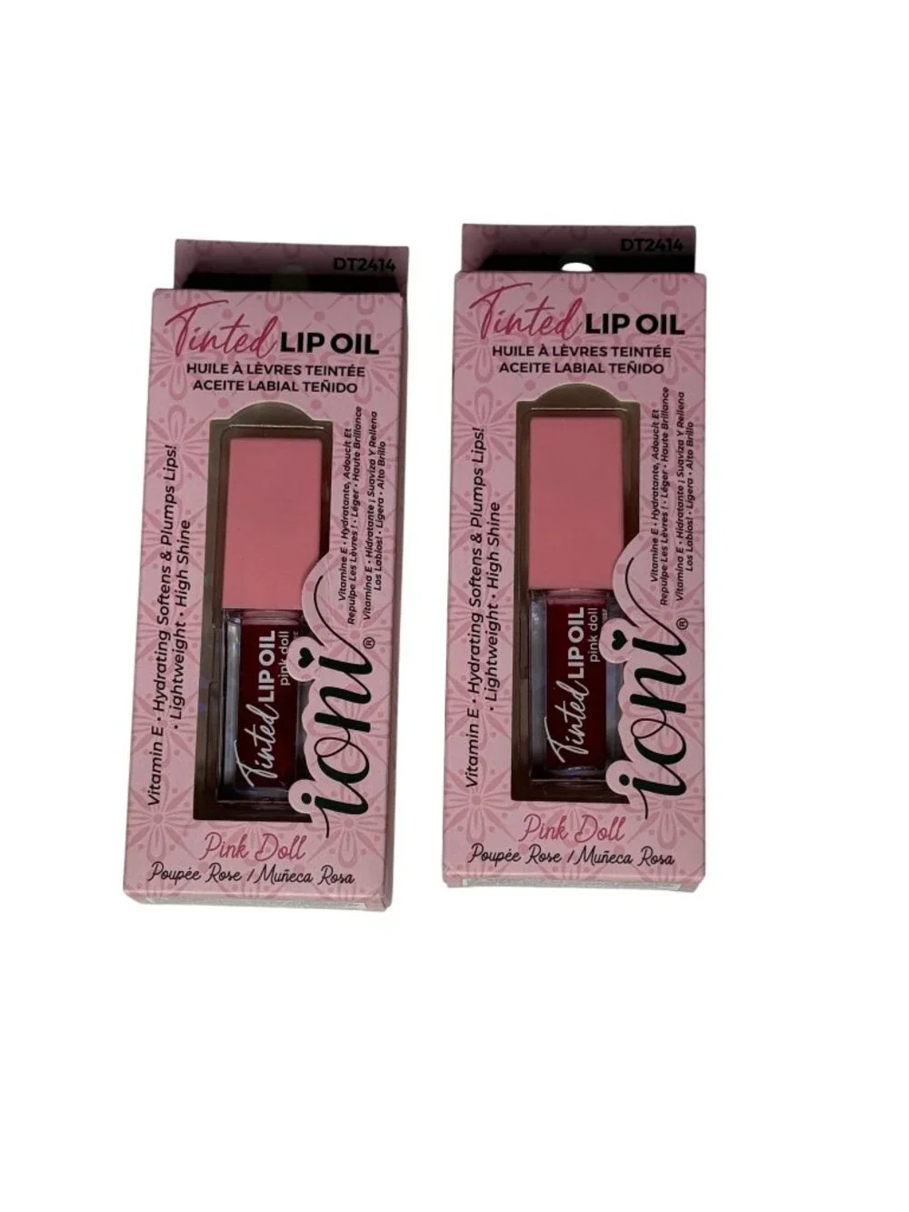 ioni Pink Doll Tinted Lip Oil Hydrating Vitamin E Lip Oil 2 Pack New
